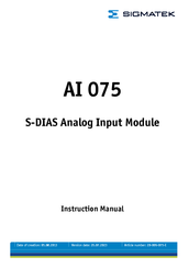 SIGMATEK AI 075 Instruction Manual