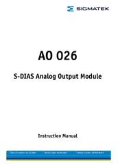 SIGMATEK AO 026 Instruction Manual