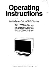 Panasonic TX-2013MA Series Operating Instructions Manual
