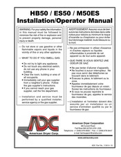 American Dryer Corp. M50ES Installation & Operator's Manual