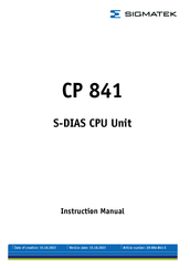SIGMATEK CP 841 Instruction Manual