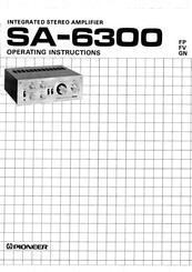 Pioneer SA-6300 Operating Instructions Manual