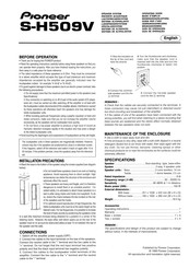 Pioneer S-H509V Operating Manual