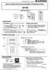 Aiphone GF-10K Operation Manual