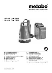 Metabo TPF 18 LTX 2200 Original Instructions Manual
