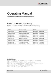 Binder KB ECO 400-UL Operating Manual