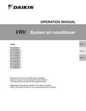 Daikin VRV RXYQ144XBYC Series Operation Manual