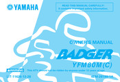 Yamaha Badger YFM80M Owner's Manual