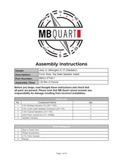 MB QUART MBQJ-STG6-1 Assembly Instructions Manual