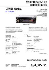 Sony CDX-GT410 Service Manual