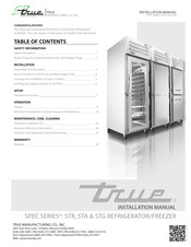 True Manufacturing Company STR Series Installation Manual