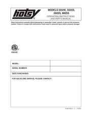 Hotsy 560SS Operating Instructions And Parts Manual
