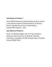 Shure Sound Isolating SE846 Manual