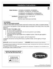 Marquis KINGSMAN ZCVRB3622LPE2 Installation Instructions Manual