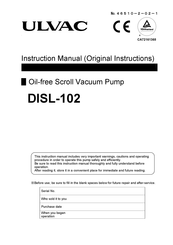 Ulvac DISL-102 Instruction Manual