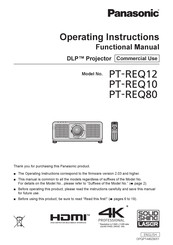 Panasonic PT-REQ12 Series Operating Instructions Manual