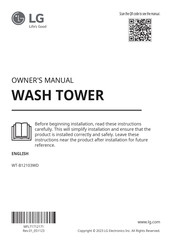 LG WASH TOWER WT-B12103WD Owner's Manual