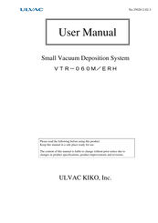 Ulvac VTR-060M/ERH User Manual