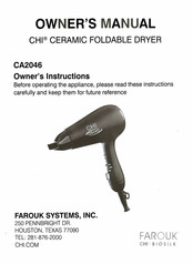 Farouk CHI CA2046 Owner's Manual