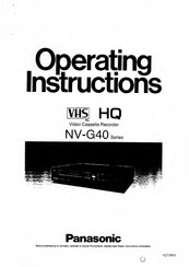 Panasonic VHS NV-G40 Series Operating Instructions Manual