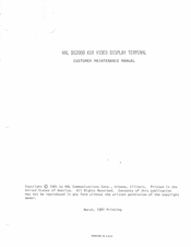 Hal Communications DS2000 Customer Maintenance Manual