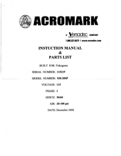 YOKOGAWA Versadec ACROMARK 530-20SP Instruction Manual & Parts List