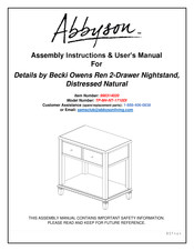 Abbyson 990314020 Assembly Instructions & User Manual