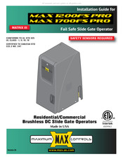 Maximum Controls MAX 1200FS PRO Installation Manual