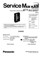 Panasonic RX-SR27 Service Manual
