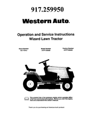 Western Auto Wizard AYP7159A69 Operation And Service Instructions Manual