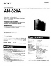 Sony AN-820A Operating Instructions