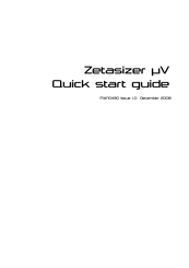 Malvern Instruments Zetasizer uV Quick Start Manual