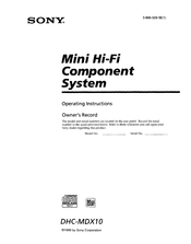 Sony DHC-MDX10 Operating Instructions  (primary manual) Operating Instructions Manual