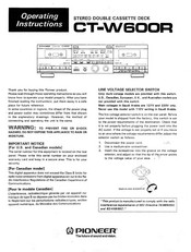 Pioneer CT-W600R Operating Instructions Manual