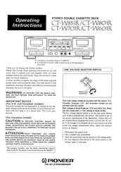 Pioneer CT-W701R Operating Instructions Manual