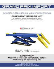 TECHNOLIFT SLA-16 Installation, Operation & Maintenance Manual
