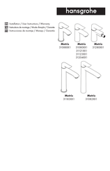 Hans Grohe Metris 31121 1 Series Installation/User Instructions/Warranty