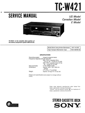 Sony TC-W421 Service Manual