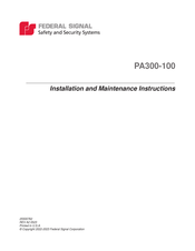 Federal Signal Corporation PA300-100 Installation And Maintenance Instructions Manual