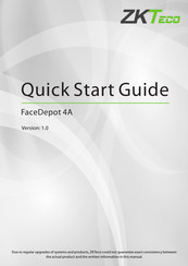ZKTeco FaceDepot 4A Quick Start Manual