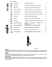 Mafell KF 1000 Translation Of The Original Operating Manual