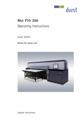 Durst Rho P10 200 Operating Instructions Manual