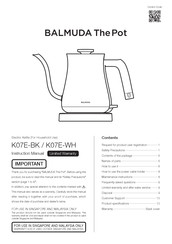 BALMUDA K07E-WH Instruction Manual