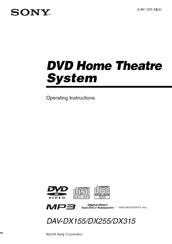 Sony DAV-DX255 - Integrated Home Theater System Operating Instructions Manual