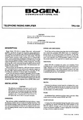 Bogen TPU-15A Manual