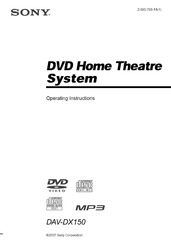 Sony DAV-DX150 - Dvd Home Theater System Operating Instructions Manual