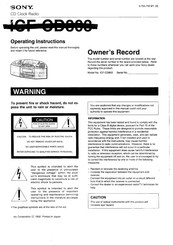 Sony ICF-CD803 Owner's Record