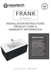 Newtech FRANK Installation Instructions And Product Care