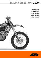 KTM 450 XC-F USA 2009 Setup Instructions