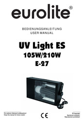 EuroLite UV Light ES 105W E-27 User Manual